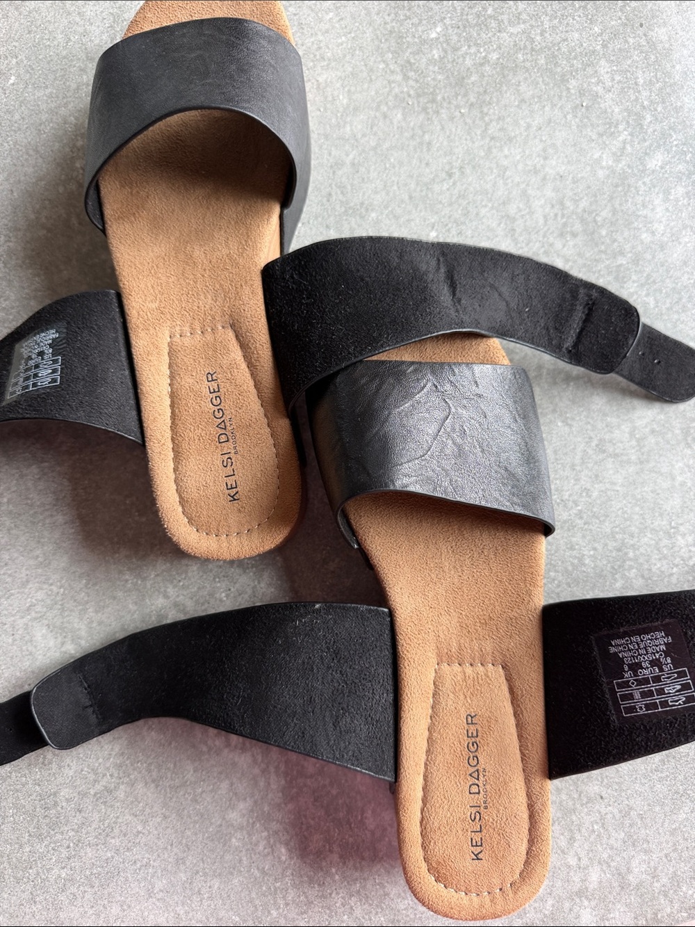 Kelsi Dagger Black Leather Platform Sandal with Ankle Strap - Picture 3 of 6